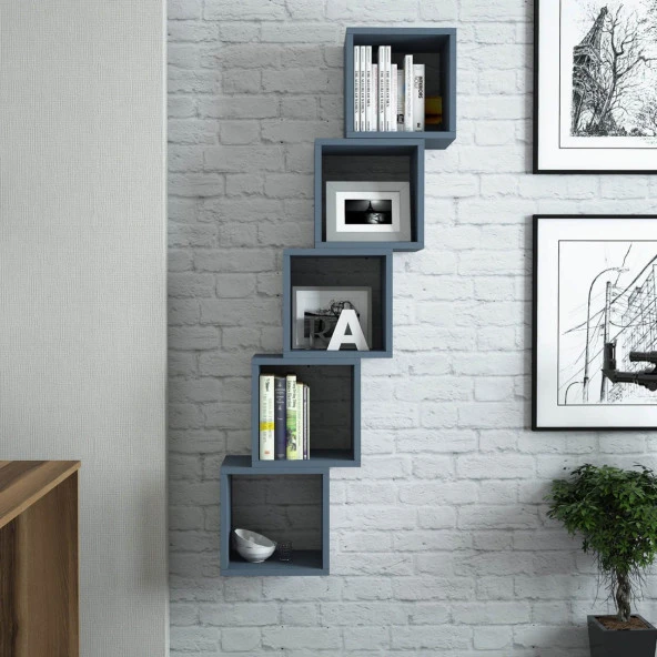 Variant Mobilya Box Duvar Rafı - Mavi - Resim 3