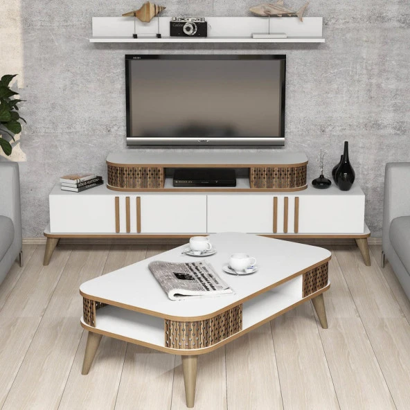 Variant Mobilya Eylül Tv Ünitesi Ve Orta Sehpa Takımı - Beyaz ürün görseli 1