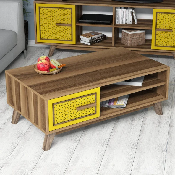 Variant Mobilya Ayla Orta Sehpa - Ceviz/Sarı - Resim 2