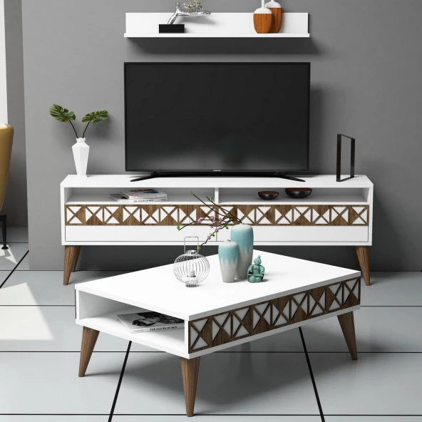 Variant Mobilya Line Tv Ünitesi Ve Orta Sehpa Takımı - Beyaz ürün görseli 1