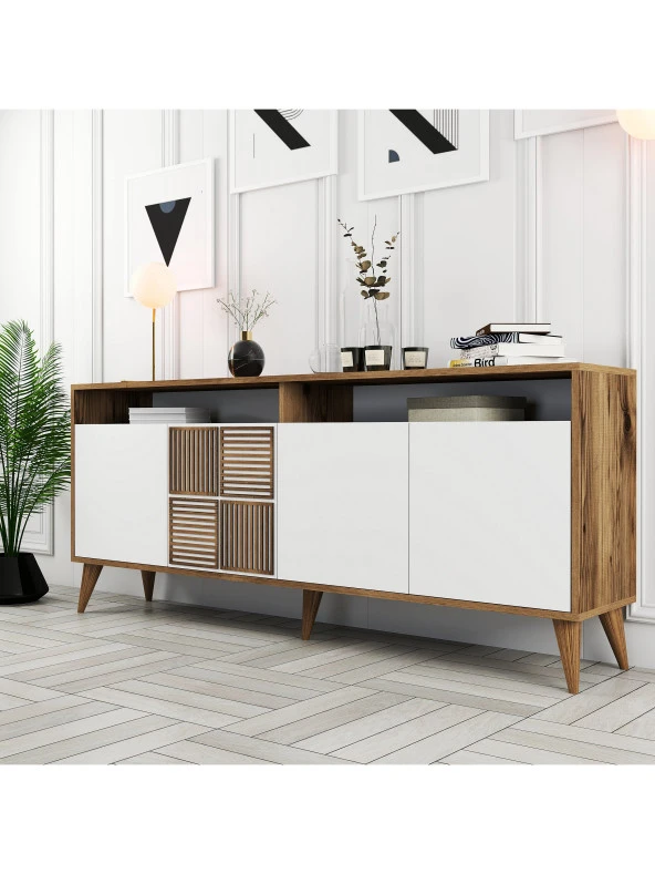 Variant Mobilya Milan Konsol - Ceviz / Beyaz - Resim 4
