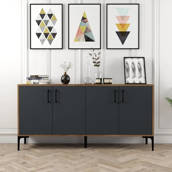 Variant Mobilya Kiev 160Cm Konsol - Ceviz / Antrasit ürün görseli 1