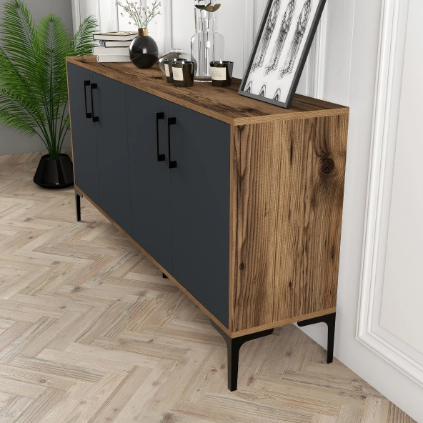 Variant Mobilya Kiev 160Cm Konsol - Ceviz / Antrasit - Resim 2