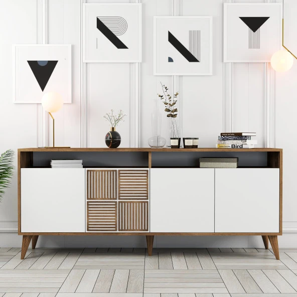Variant Mobilya Milan 3 Lü Salon Takımı - Ceviz / Beyaz ürün görseli 1