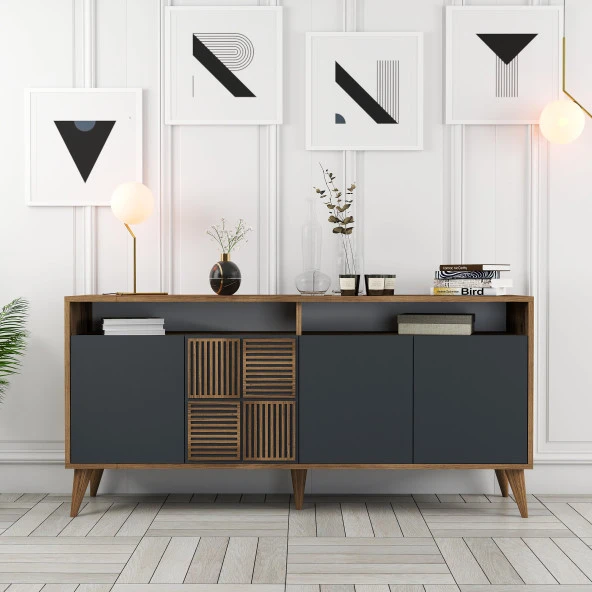 Variant Mobilya Milan 160Cm Konsol - Ceviz / Antrasit - Resim 5