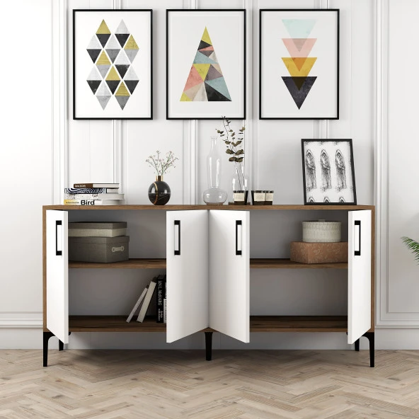 Variant Mobilya Kiev 160Cm Konsol - Ceviz / Beyaz - Resim 6