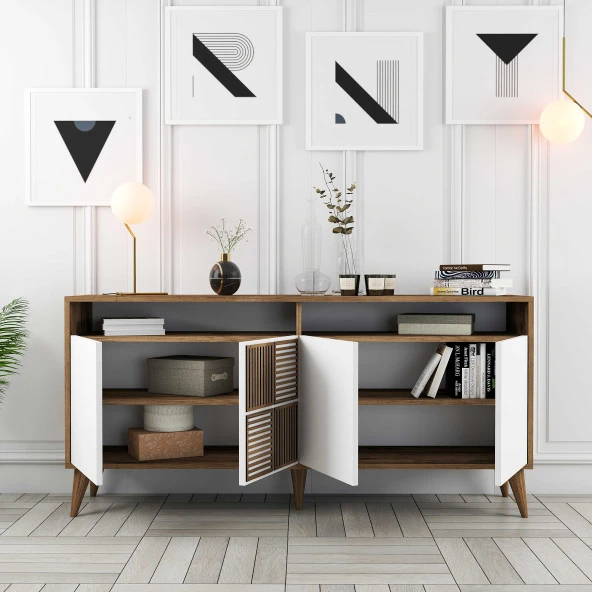 Variant Mobilya Milan 160Cm Konsol - Ceviz / Beyaz - Resim 5