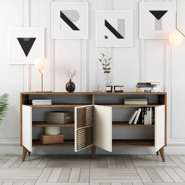 Variant Mobilya Milan 160Cm Konsol - Ceviz / Krem - Resim 2