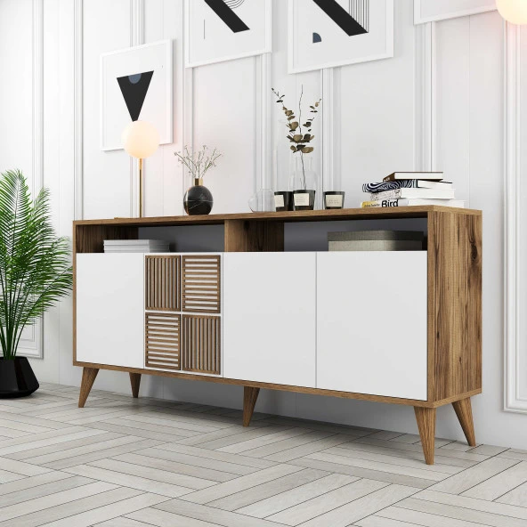 Variant Mobilya Milan 160Cm Konsol - Ceviz / Beyaz ürün görseli 1
