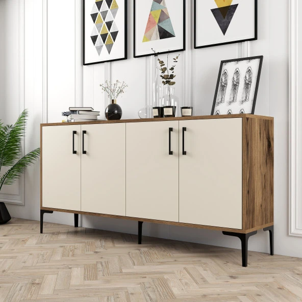 Variant Mobilya Kiev 160Cm Konsol - Ceviz / Krem - Resim 4
