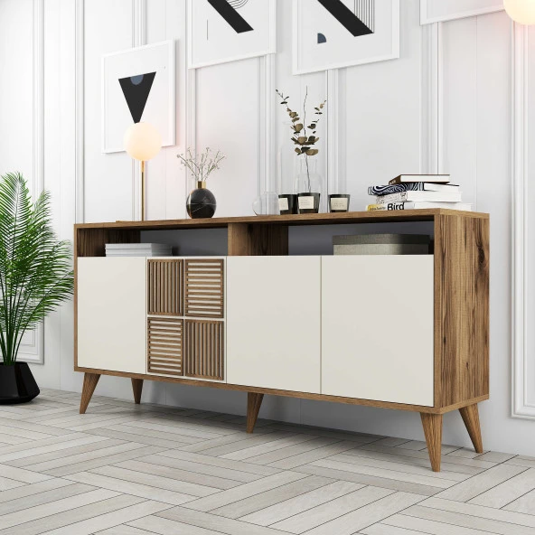 Variant Mobilya Milan 160Cm Konsol - Ceviz / Krem - Resim 4