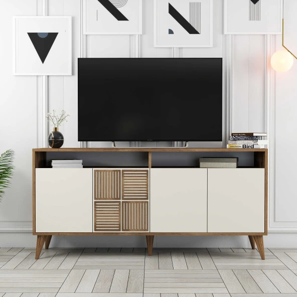Variant Mobilya Milan 160Cm Konsol - Ceviz / Krem - Resim 5