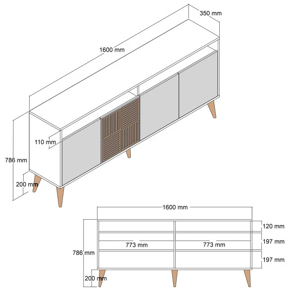 Variant Mobilya Milan 160Cm Konsol - Ceviz / Krem - Resim 6