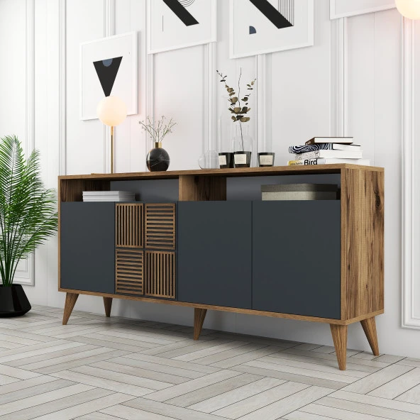 Variant Mobilya Milan 160Cm Konsol - Ceviz / Antrasit - Resim 2