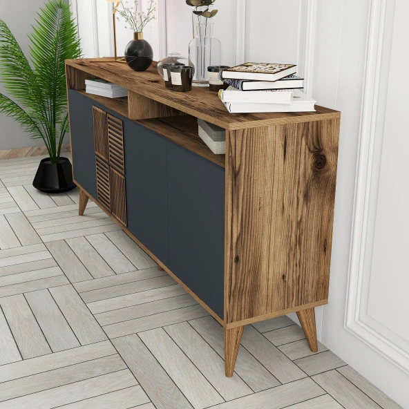 Variant Mobilya Milan 160Cm Konsol - Ceviz / Antrasit - Resim 6
