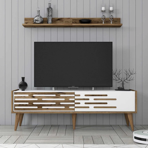 Variant Mobilya Valensiya 140Cm Tv Ünitesi Ve Orta Sehpa Takımı - Ceviz / Beyaz ürün görseli 1