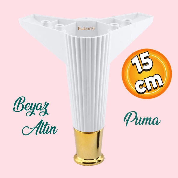 Elista Mobilya Ayağı Sehpa Tv Ünitesi Ayakları Yükseltici 15 Cm Beyaz Altın ürün görseli 1