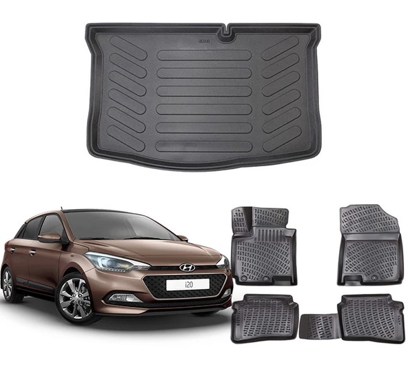 Hyundai İ20 2015-2020 Rizline 3D Havuzlu Paspas ve Bagaj Havuzu  Siyah ürün görseli 1