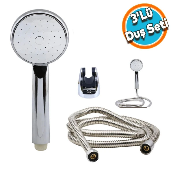 Duş Seti Spiral Fişkiye Banyo Duş Başlığı Set Fiskiyesi Telefonu Yuvarlak Klasik Başlık Metal Hortum ürün görseli 1