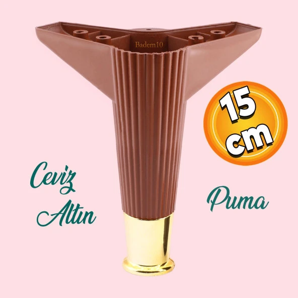 Elista Mobilya Ayağı Sehpa Tv Ünitesi Ayakları Yükseltici 15 Cm Ceviz Altın ürün görseli 1