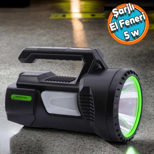 Şarjlı El Feneri Çok Fonksiyonlu Sarj Edilebilir Projektör Fener Led El Lambası Feneri 5W 4800 Mah Beyaz Işık ürün görseli 1