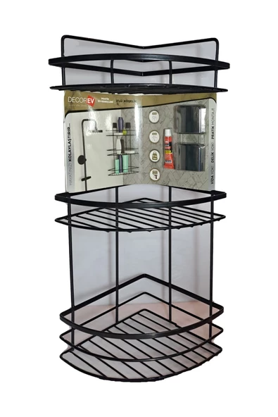 Decorev 5924 Banyo Köşeliği Kristal Lamalı Üç Katlı Siyah ürün görseli 1
