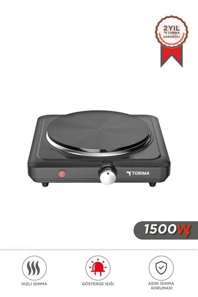 Torima TEH-01 Siyah Termostatlı Ayarlanabilir Tekli Elektrikli Ocak ürün görseli 1