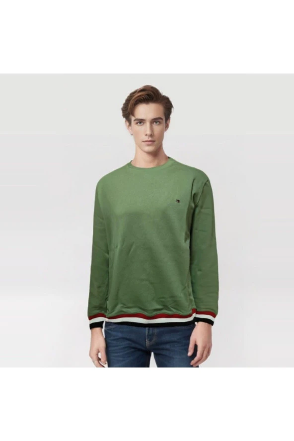 Erkek Sweatshirt Pique Kumaş\\Regular Fit////Haki ürün görseli 1