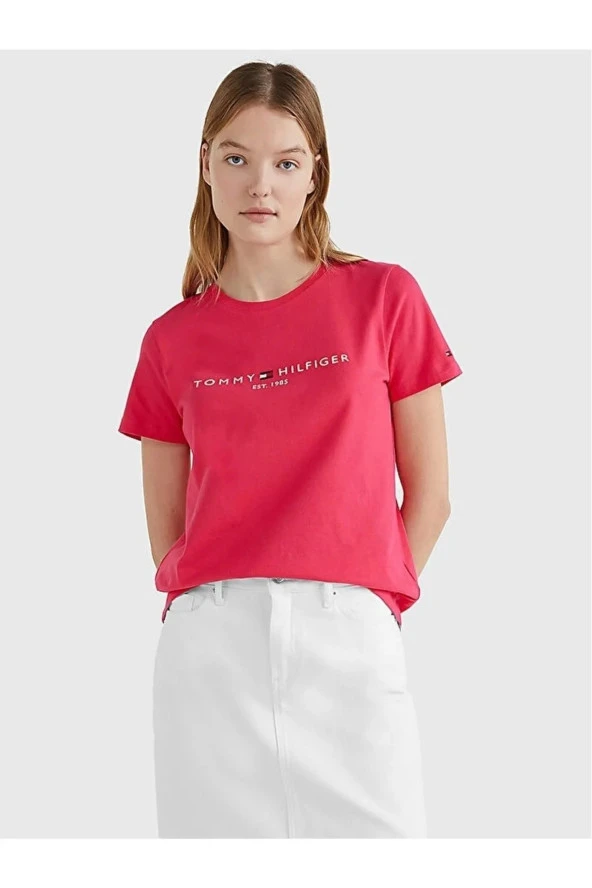 Tommy Hilfiger Fusya Bayan HERITAGE C-NK T-SHIRT ürün görseli 1