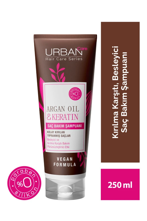 Urban Care Argan Yağı&Keratin Kolay Kırılan Yıpranmış Saçlara Özel Saç Bakım Şampuanı-Vegan-250Ml ürün görseli 1