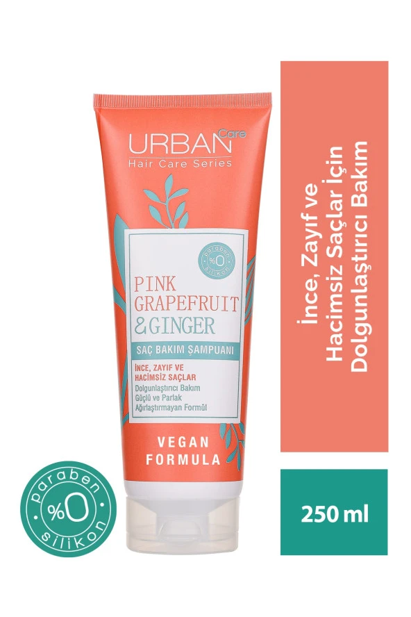 Urban Care Pink Grapefruit&ginger Ince Telli Saçlar Için Dolgunlaştırıcı Şampuan-vegan-250 Ml ürün görseli 1