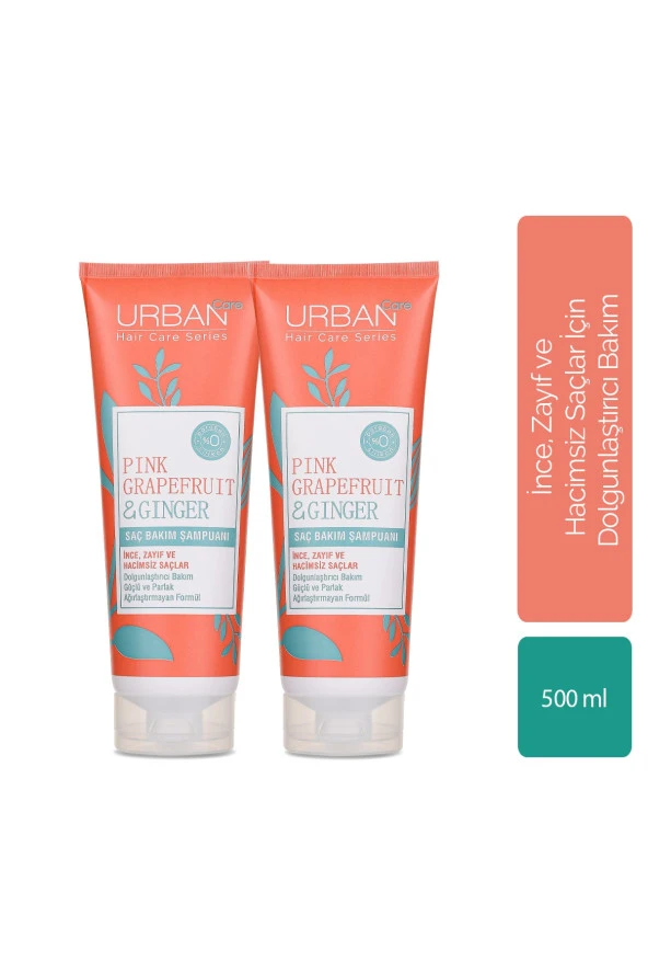 Urban Care Pink Grapefruit & Ginger Ince Telli Saçlar Için Dolgunlaştırıcı Şampuan 2x250 Ml-vegan ürün görseli 1