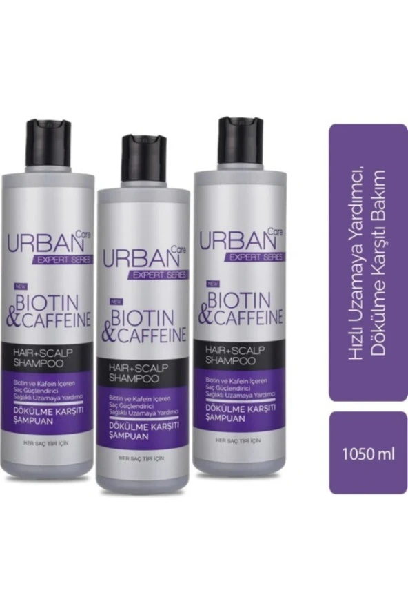 Urban Care Expert Biotin & Caffeine Shampoo 350 Ml - 3'Lü Avantaj Paketi ürün görseli 1