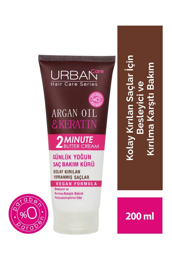 Urban Care Argan Oil&keratin Kolay Kırılan Yıpranmış Saçlara Özel Yoğun Saç Bakım Maskesi-200 ml ürün görseli 1