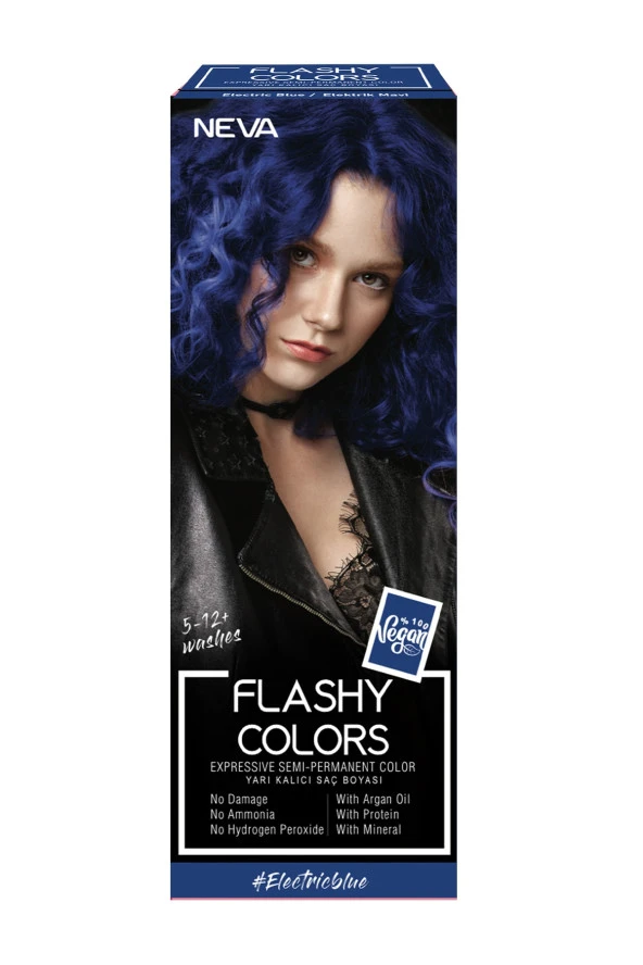 Neva Flashy Colors Yarı Kalıcı Saç Boyası Electric Blue / Elektrik Mavi 100 ml ürün görseli 1