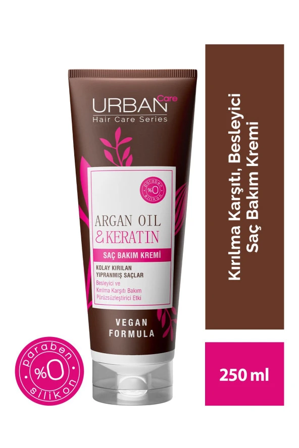 Urban Care Argan Yağı&keratin Kolay Kırılan Yıpranmış Saçlara Özel Saç Bakım Kremi-vegan-250ml ürün görseli 1