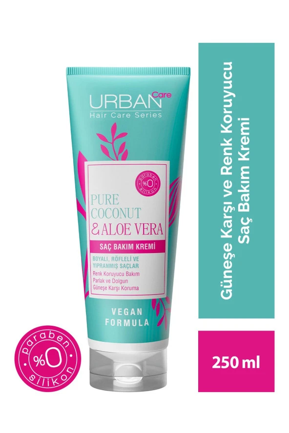 Urban Care Pure Coconut&aloe Vera Boyalı Saçlara Özel Renk Koruyucu Saç Bakım Kremi-250ml-vegan ürün görseli 1