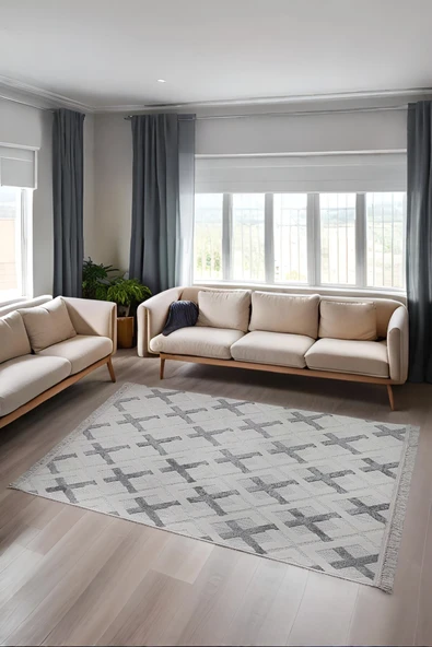 Bergama Desenli Dekoratif Dokuma Halı Salon Yatak Odası ve Koridor Halısı 9804A ürün görseli 1
