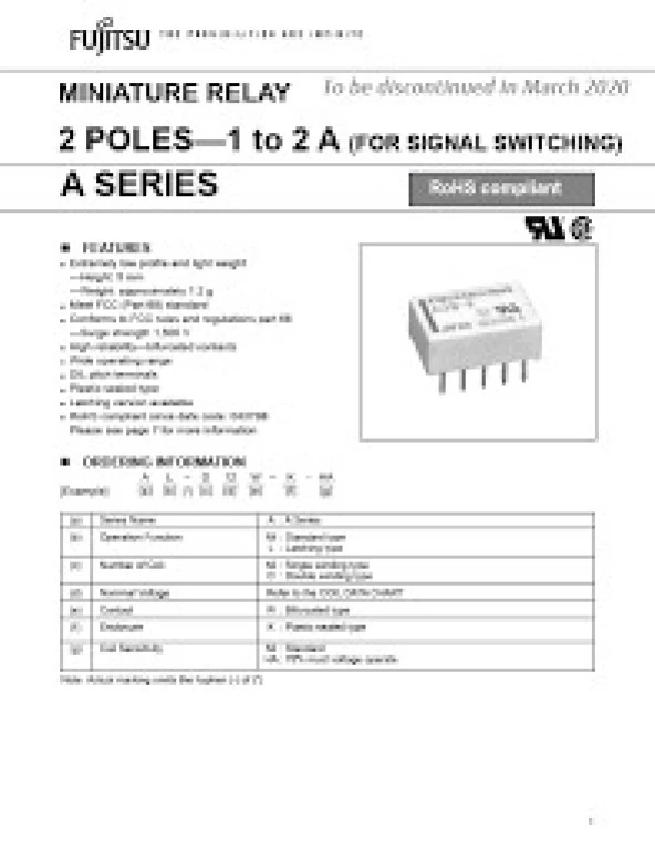 5Volt Çift Kontak Çift Bobin Röle Takamisawa A5W-K - Resim 2