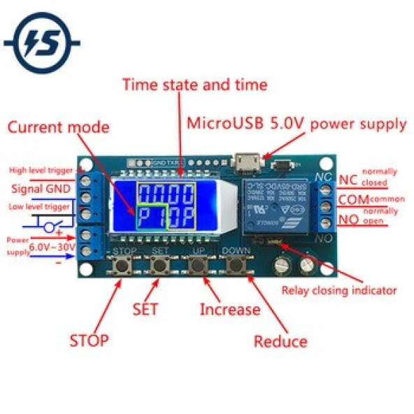 Dijital Lcd Ekran Zaman Geciktirme Röle Modülü Xy-Lj02 ürün görseli 1