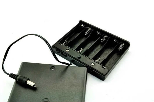 6'Lı Aa Pil Yuvası (Kapaklı Ve Switchli) Barrel Jack ürün görseli 1