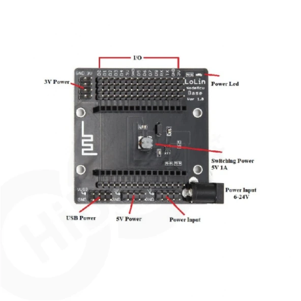 Nodemcu Lolin Esp8266 Base Shield - Nodemcu Ch340 - Resim 2