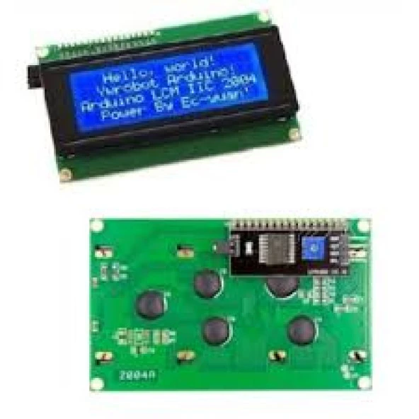 Arduino Lcd2004 4X20 Mavi Lcd Ve Iıc/I2C Ekran Arayüz Modülü ürün görseli 1