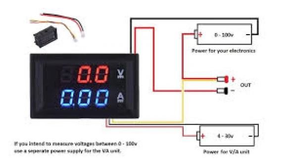 Gözelerelektronik-0.28" 100V 10A Çift Led Ekranlı Voltmetre Ve Ampermetre Modülü ürün görseli 1