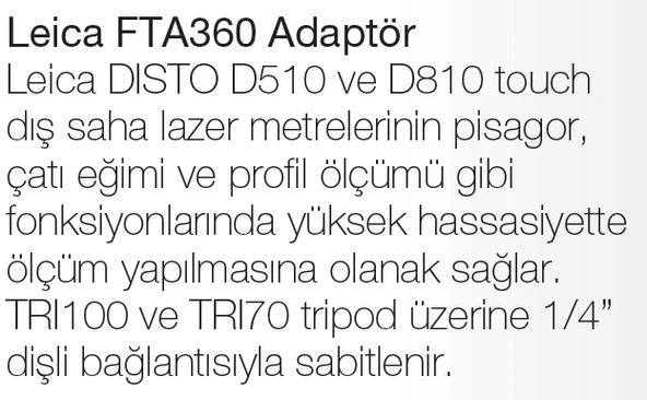 Leica FTA360 ADAPTÖR D510-D810 - Resim 2
