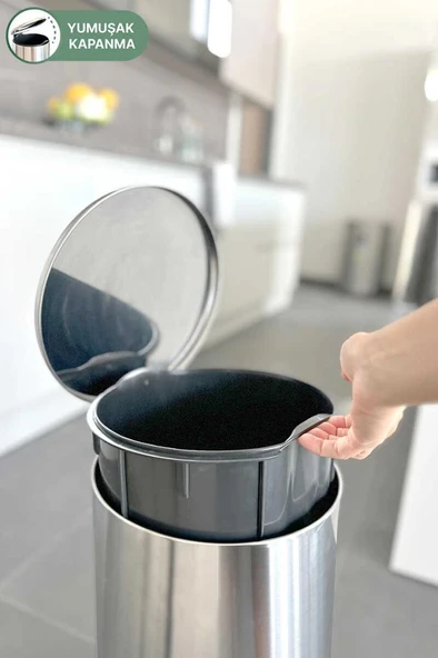 Primanova Cigo Paslanmaz Çelik Çöp Kovası Pedallı 20 Litre-İNX - Resim 3
