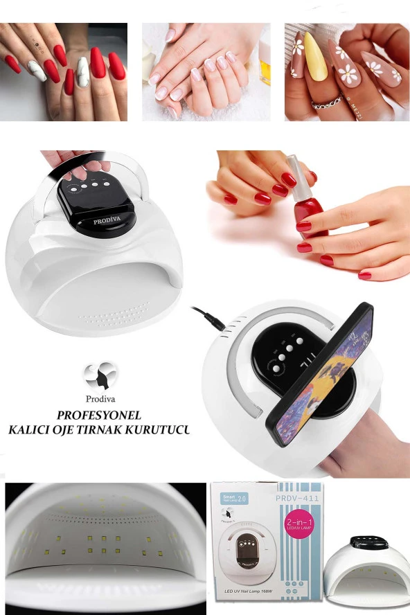 Prodiva 168W 42 Led Kalıcı Oje Protez ve Jel Tırnak Kurutucu - Türkiye'de İlk Telefon Tutucu Özelliği ürün görseli 1