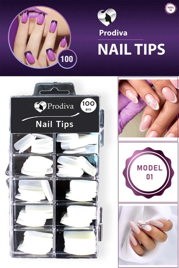 Prodiva 100'lü Kutulu Takma Tırnak - Nail Tips 1 No ürün görseli 1