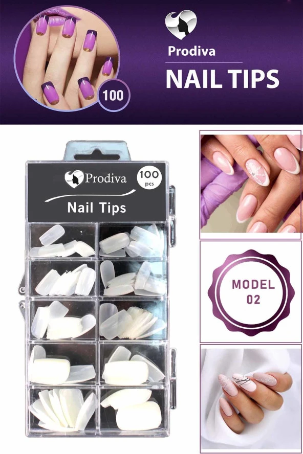 Prodiva 100'lü Kutulu Takma Tırnak - Nail Tips 2 No ürün görseli 1