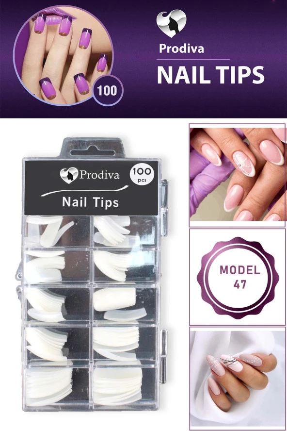 Prodiva 100'lü Kutulu Takma Tırnak - Nail Tips 47 No ürün görseli 1